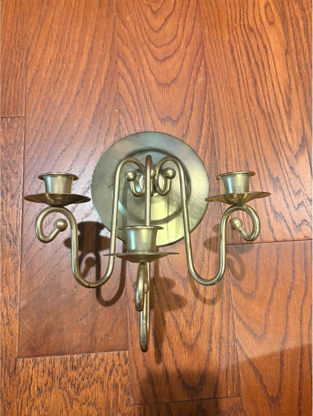 Brass Tone Candelabra Candle Holder Sconce 3 Tapers HOMCO Wall Mount